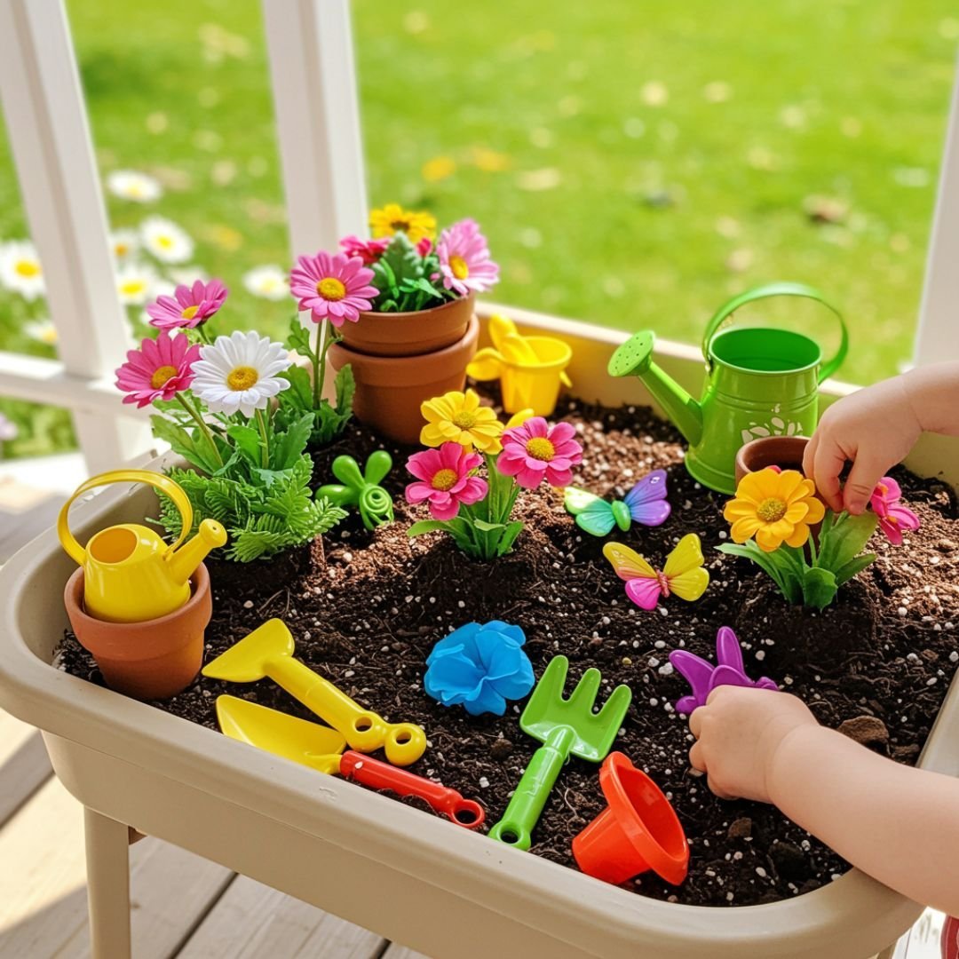 Spring Sensory Stations Preschoolers water bead texture tray