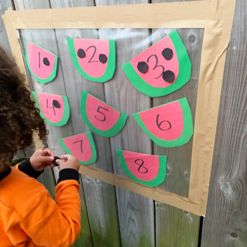 Example of a well-organized sensory play station with clearly defined tools and materials