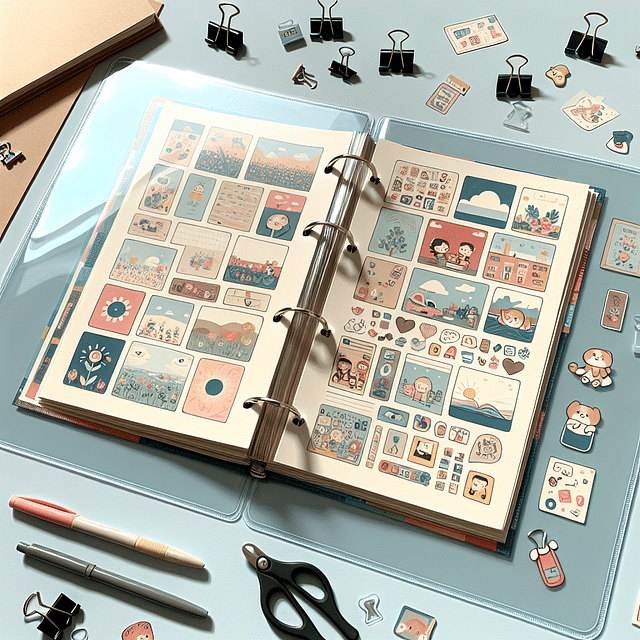 scrapbook with clear page protectors