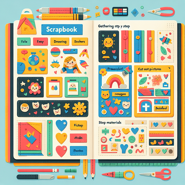 decorative preschool-themed scrapbook