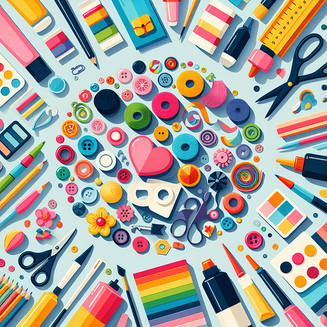 colorful craft materials arranged on a table