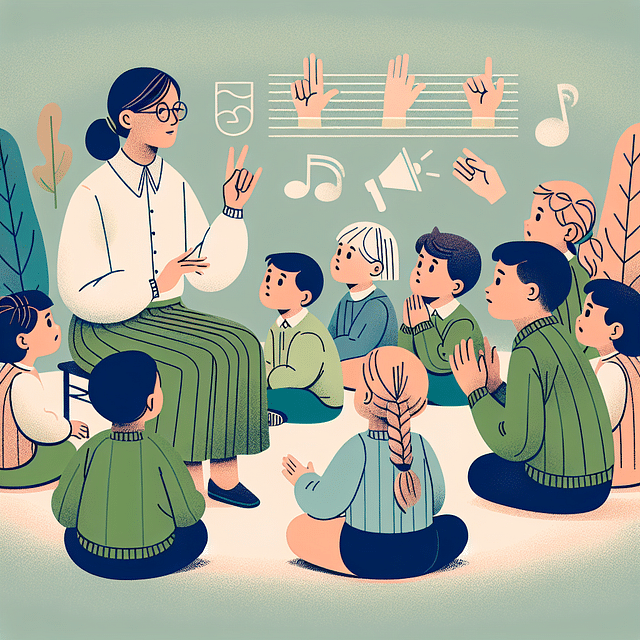 teacher using sign language during preschool story time