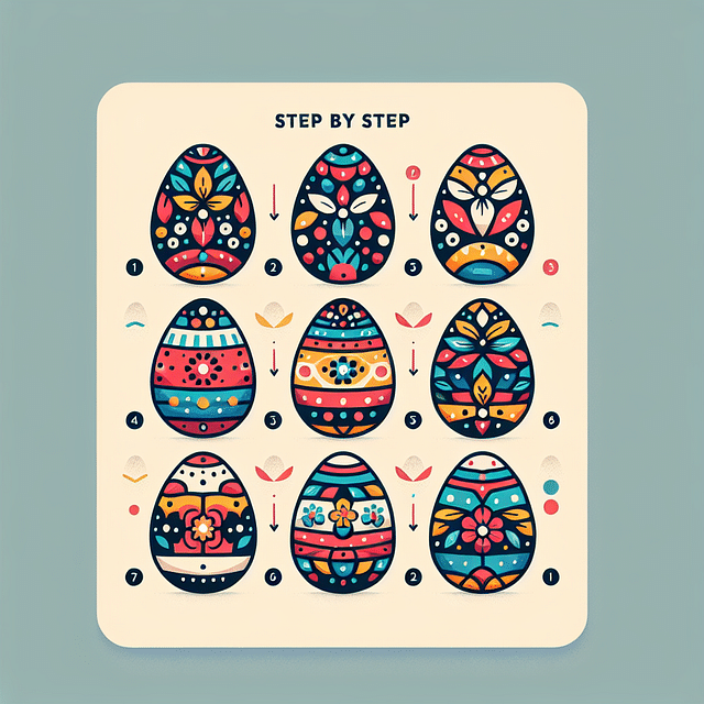 handmade paper eggs with numbers and Easter decorations