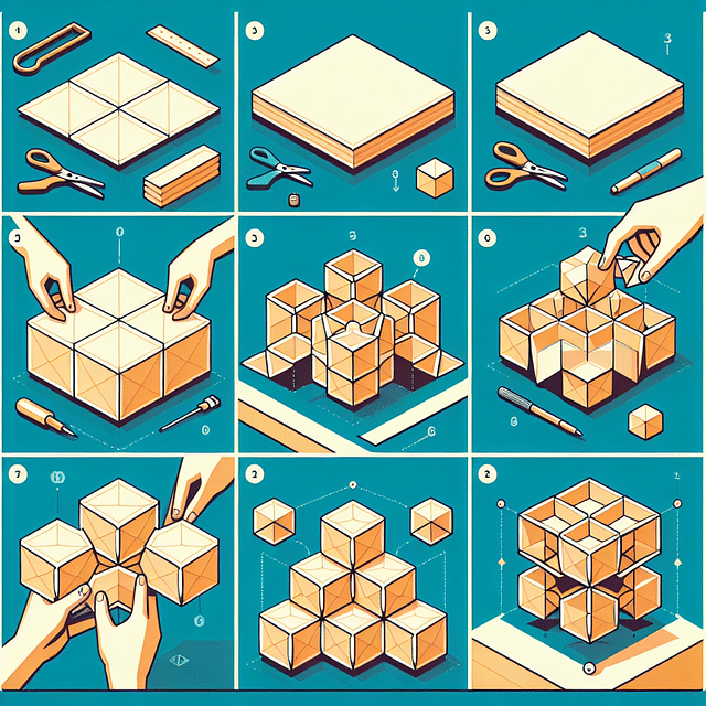 folded paper hexagons being glued together to form a 3D honeycomb