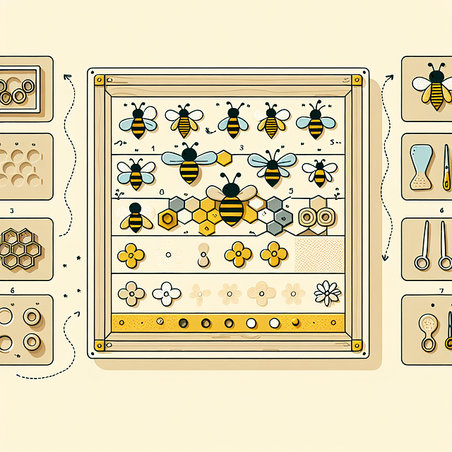 handmade bees on a sensory board