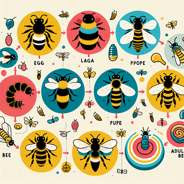 decorated bee life cycle chart ready to be displayed in a classroom