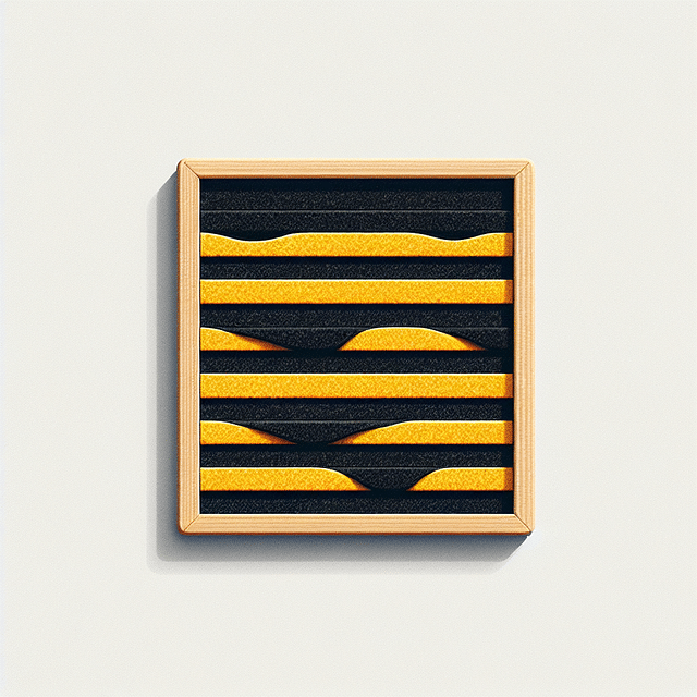 alternating yellow and black felt stripes on a board
