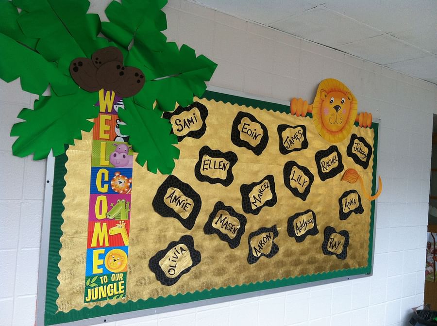Preschool Number Zoo themed bulletin board