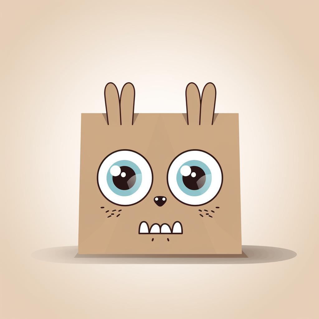Paper bag bunny with eyes and nose