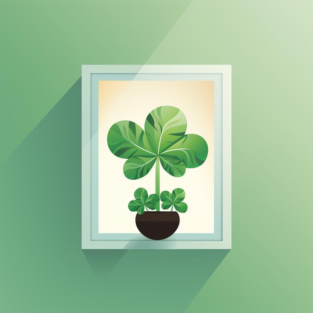 Paper shamrock displayed in a window