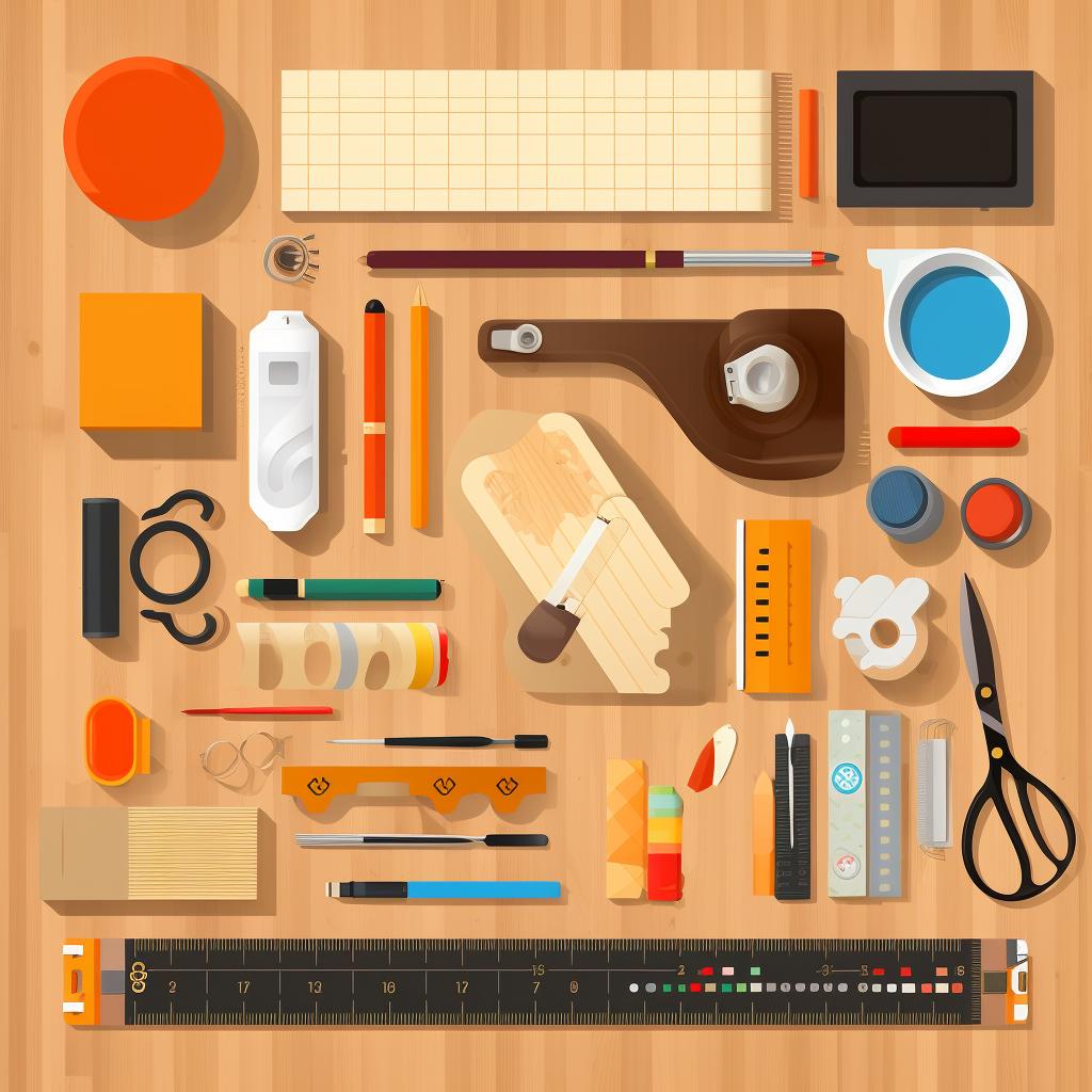 Craft materials laid out on a table