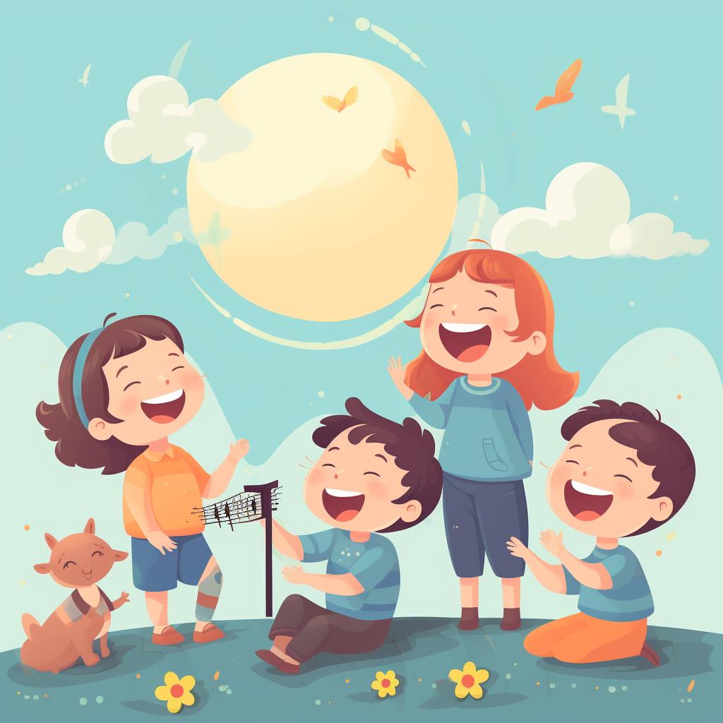 Happy children singing and laughing