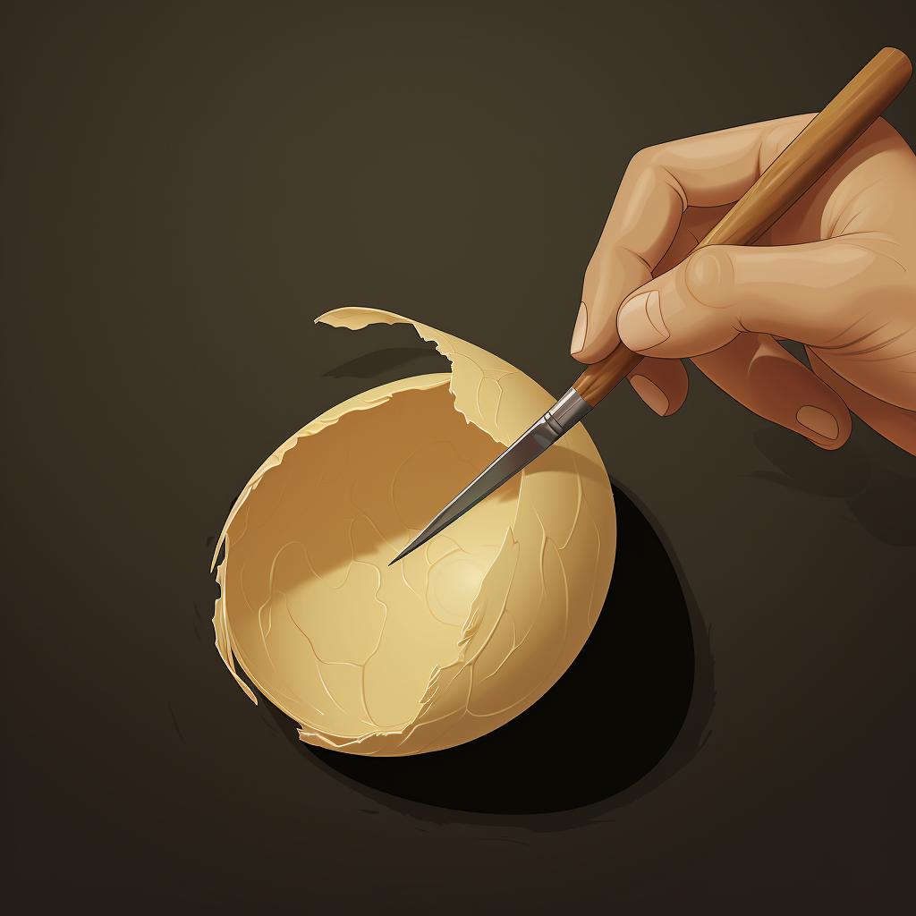 Painting the dried papier-mâché egg