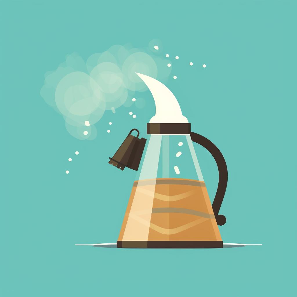 A spray bottle misting water onto a colored coffee filter.
