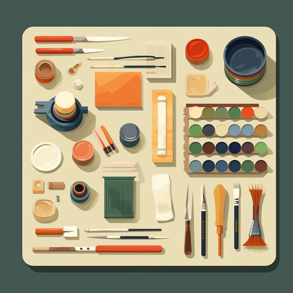 Craft supplies spread out on a table