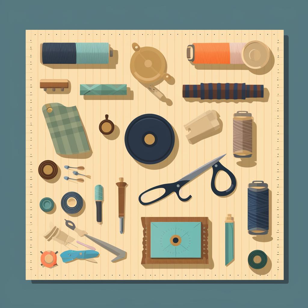 Materials for the craft arranged neatly on a table