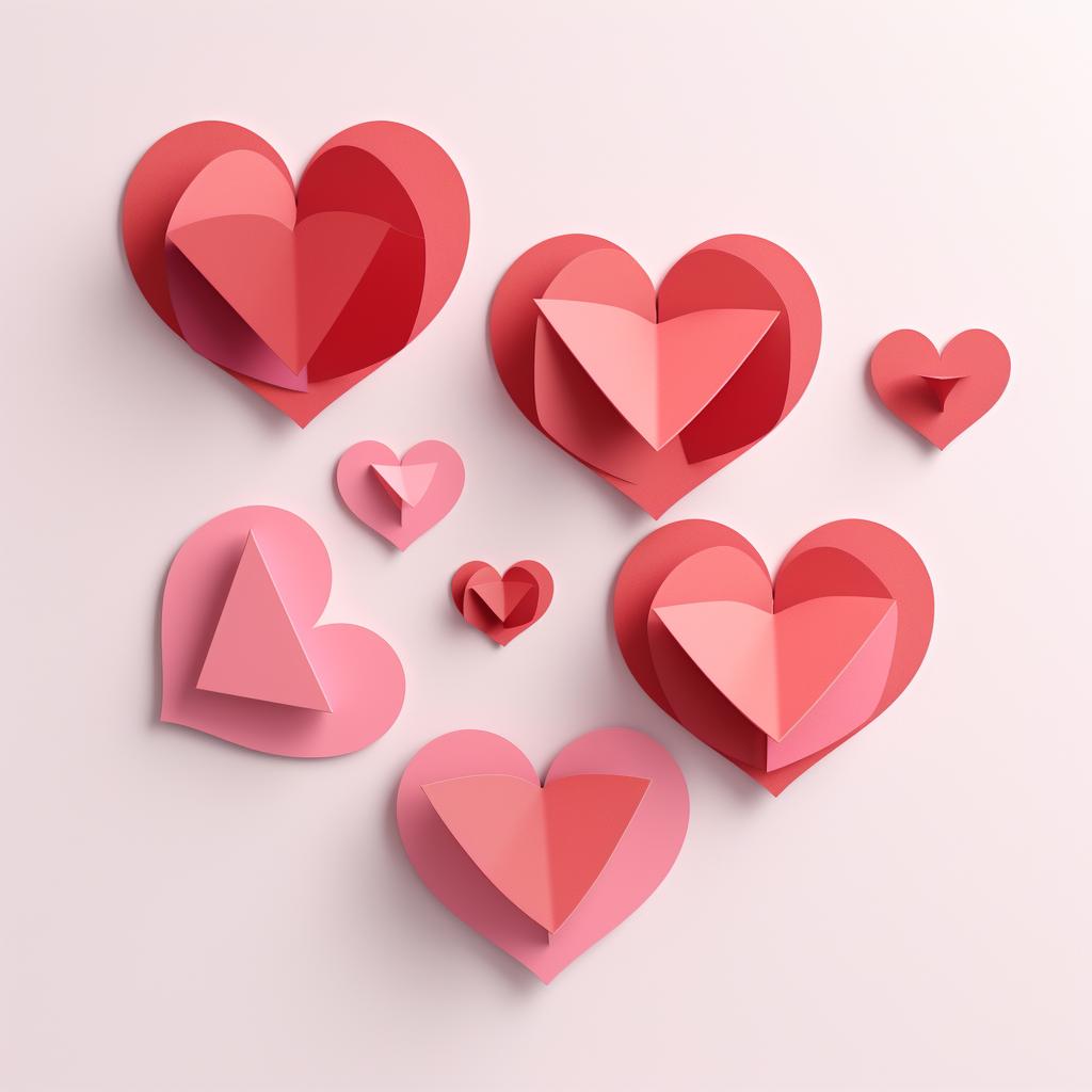Paper hearts in different sizes cut from red and pink construction paper