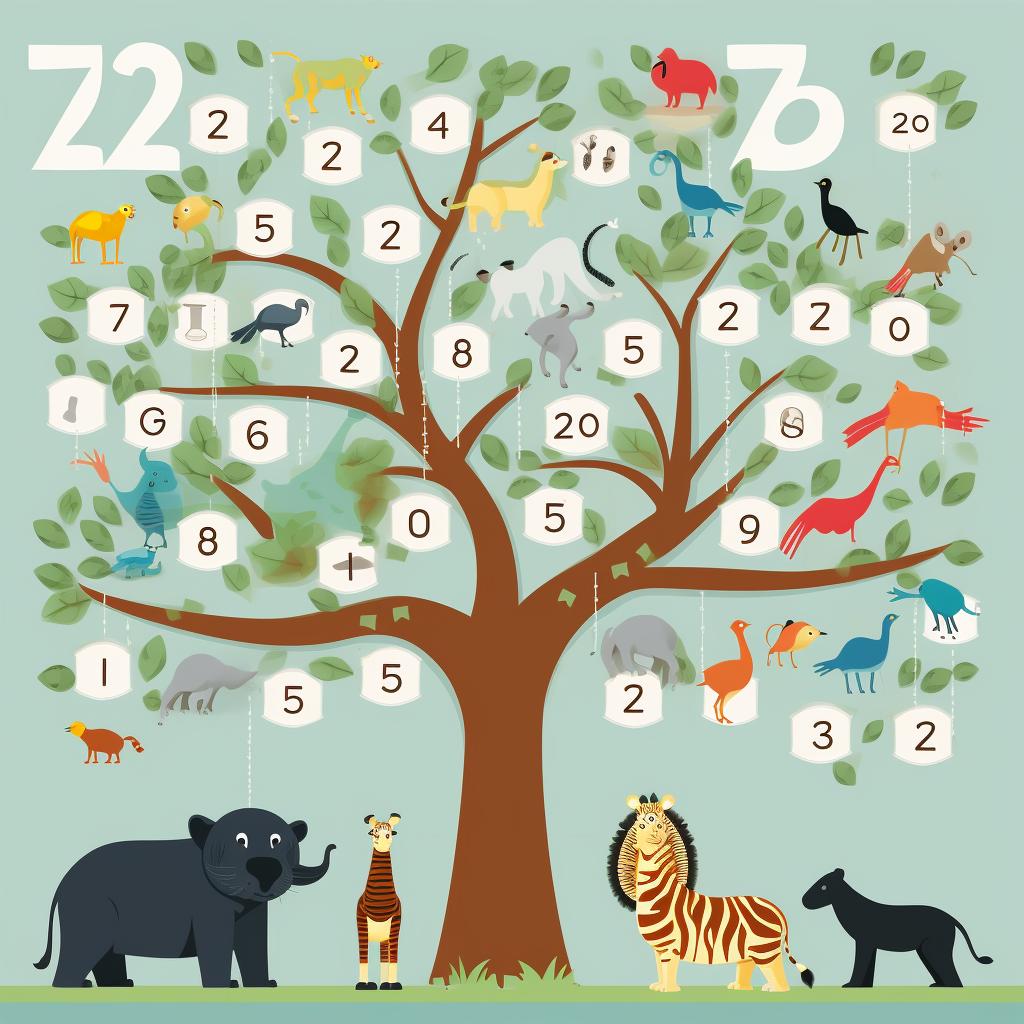 Finished Number Zoo bulletin board with added details