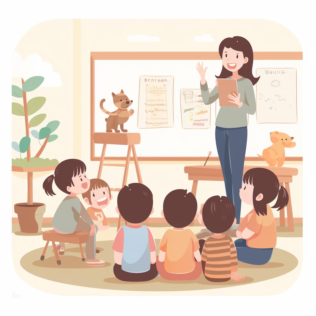 A teacher explaining responsibility to preschoolers