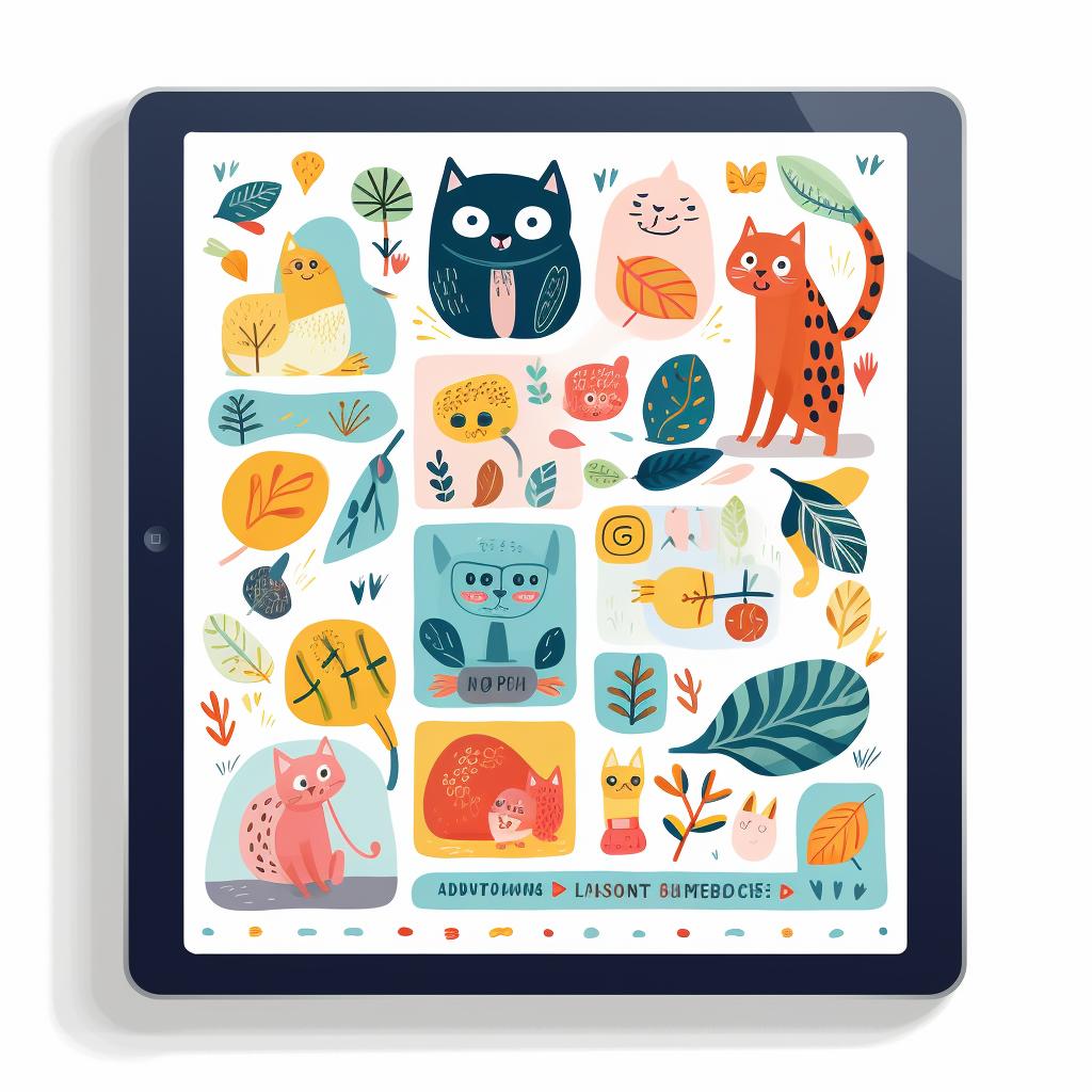 A tablet screen displaying a selection of child-friendly drawing apps