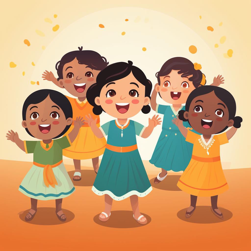 Preschool kids singing and dancing to a Hindi song